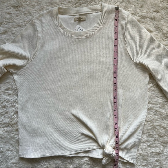 Madewell Top Elwood Knot Front Long Sleeve Jacquard Ivory Cream XXL NWOT - Picture 11 of 12